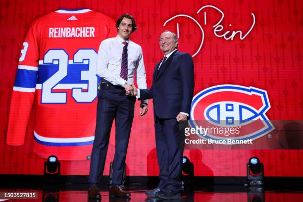 David Reinbacher is selected by the Montréal Canadiens with the fifth overall pick during round one of the 2023 Upper Deck NHL Draft at Bridgestone...