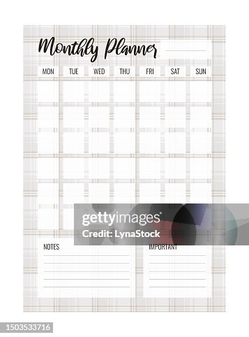 Monthly Planner Printable Vector Template Blank Organizer Page A4 A5 ...