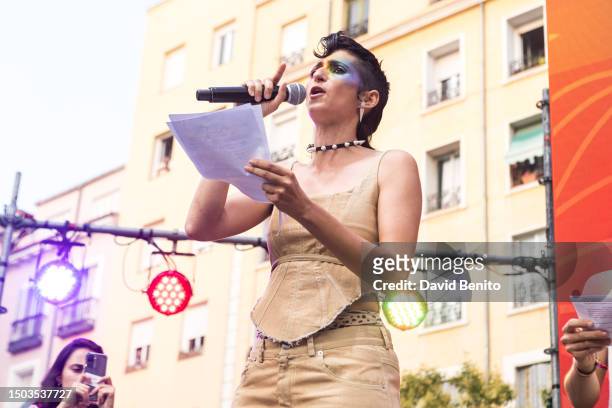 Alba Flores attends the Gay Pride Opening Speech at Plaza de Pedro Zerolo on June 28, 2023 in Madrid, Spain.