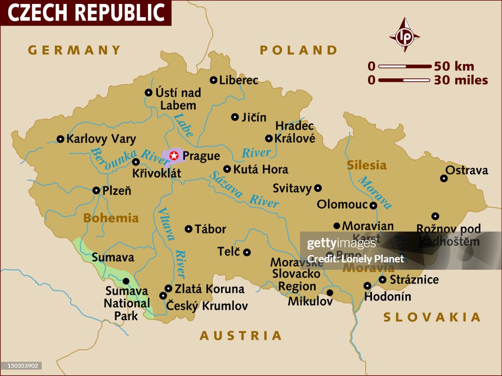 Map of Czech Republic.