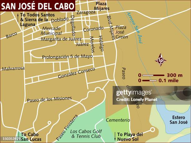 ilustraciones, imágenes clip art, dibujos animados e iconos de stock de map of san jose del cabo. - los cabos