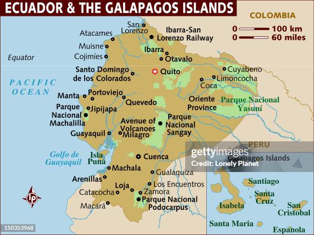 map of ecuador and the galapagos islands. - loja stock illustrations