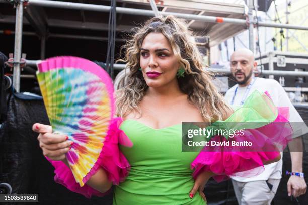 Amor Romeira attends the Gay Pride Opening Speech at Plaza de Pedro Zerolo on June 28, 2023 in Madrid, Spain.