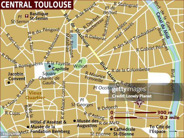 map of central toulouse. - pois stock illustrations