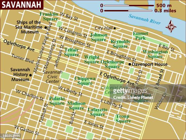 map of savannah. - savannah georgia stock-grafiken, -clipart, -cartoons und -symbole