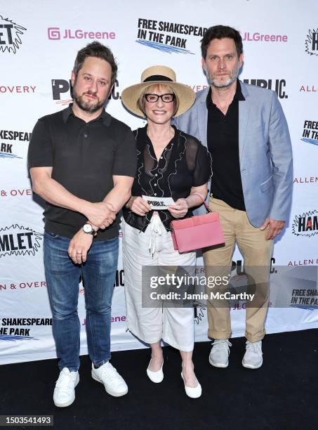 Patti LuPone and Steven Pasquale attend the Opening Night Of Free Shakespeare In The Park's "Hamlet" at Delacorte Theater on June 28, 2023 in New...