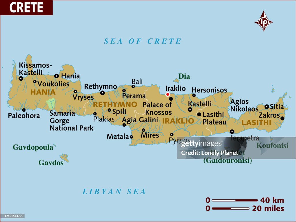 Crete Map Large Map Of Crete High-Res Vector Graphic - Getty Images