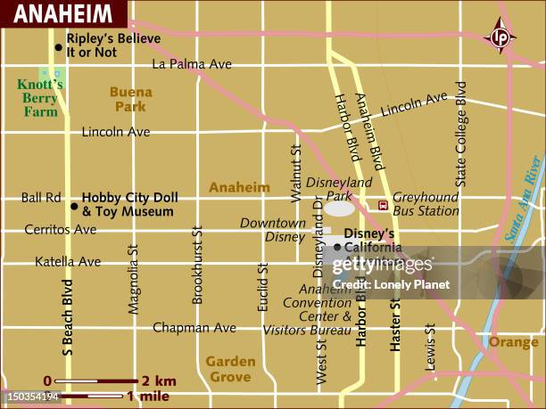 ilustrações, clipart, desenhos animados e ícones de map of anaheim. - anaheim california