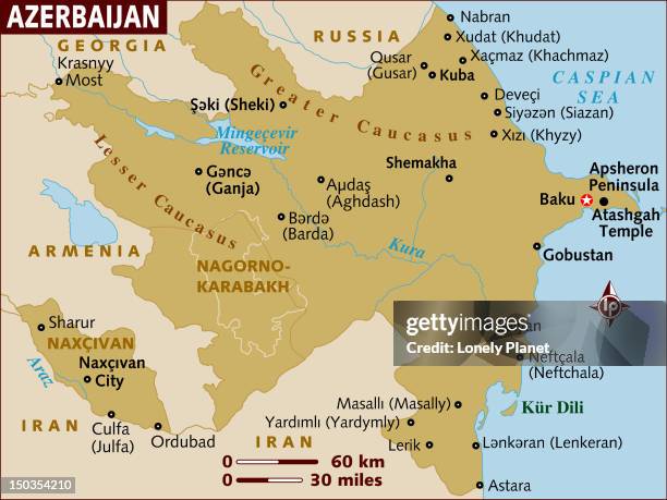 map of azerbaijan. - gobustan azerbaijan stock illustrations