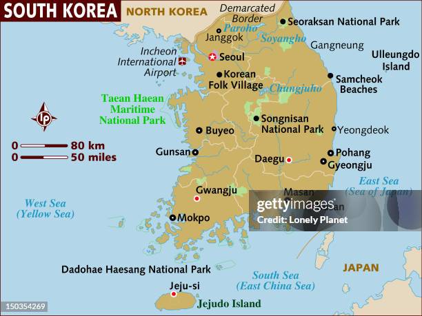 map of south korea. - gangwon province stock illustrations