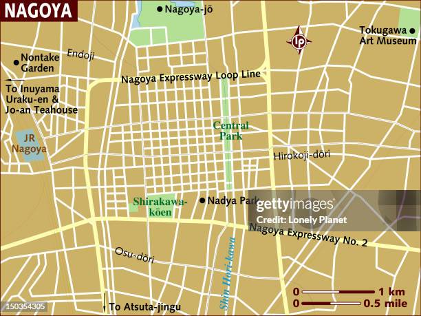 map of nagoya. - osu nagoya stock illustrations