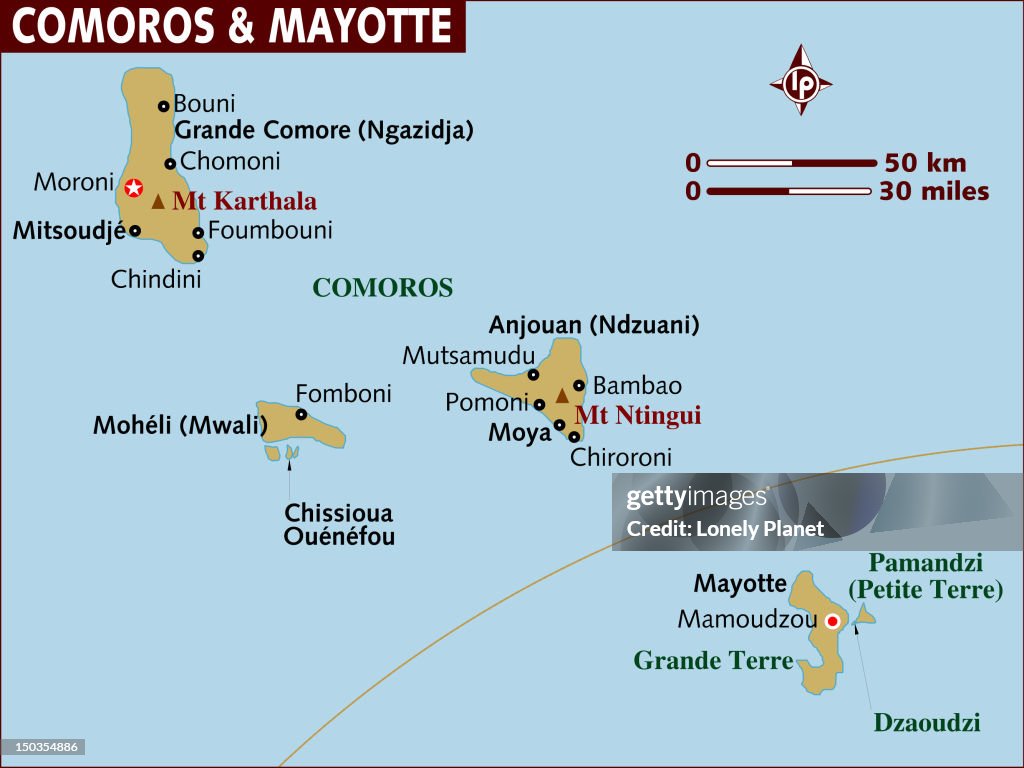 Map of Comoros and Mayotte.