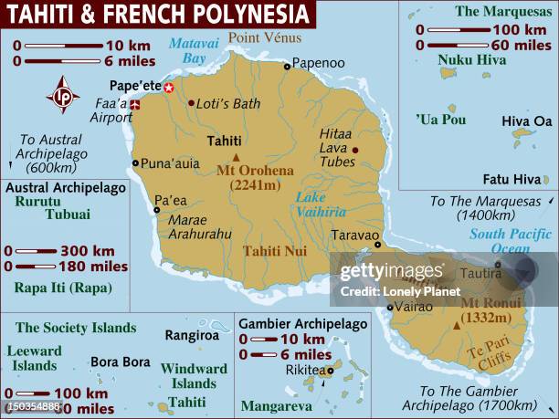 map of tahiti and french polynesia. - tautira stock illustrations