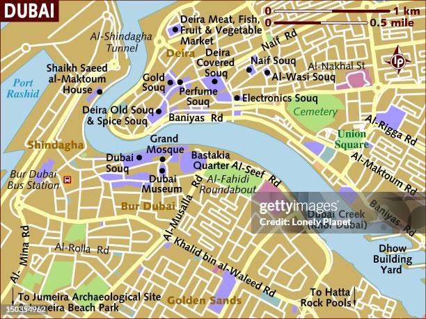 map of dubai. - old dubai stock illustrations