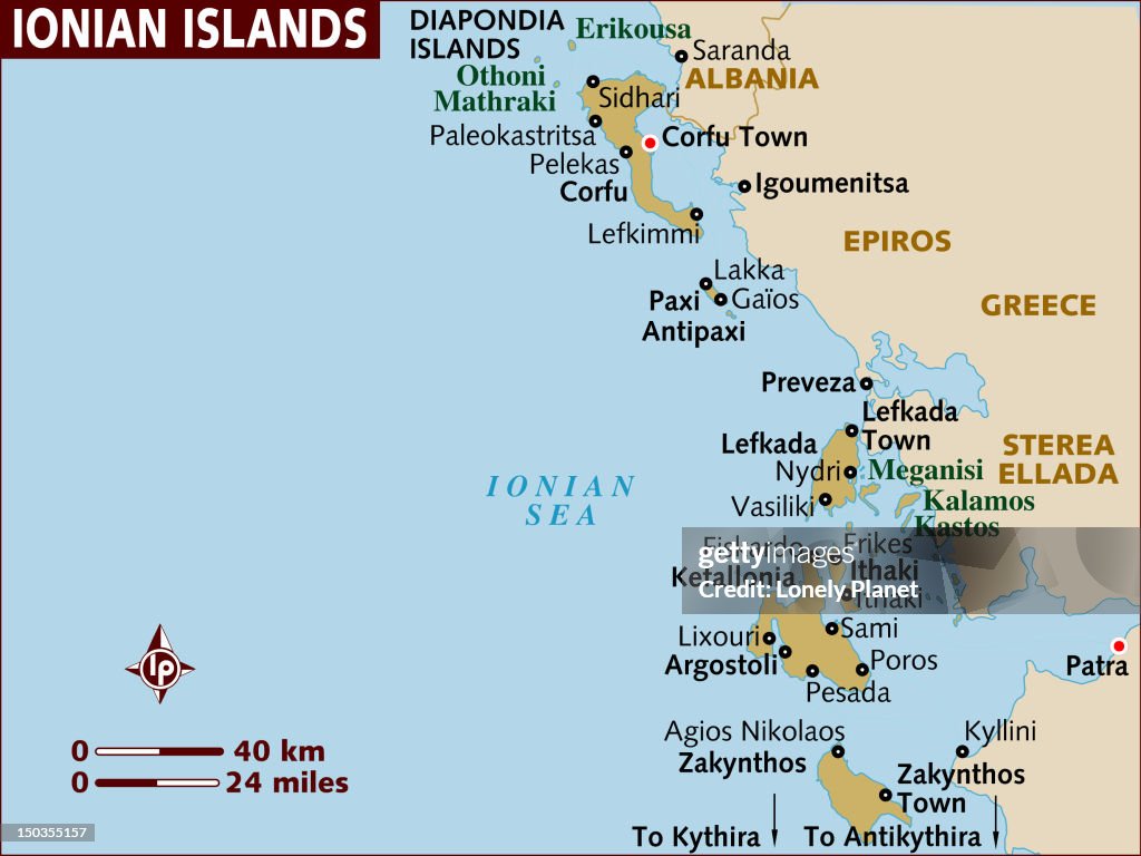 Map of Ionian Islands.