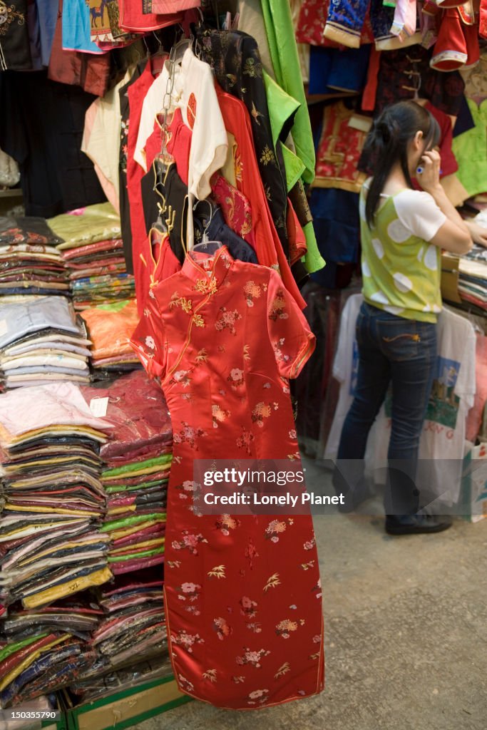 Cheong sam for sale in Li Yuen Street, Central.