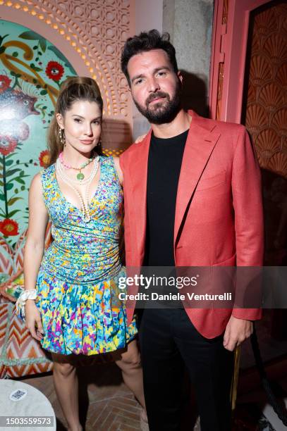 Amanda Cerny and Andrea Iervolino attend the "Billie's Magic Word" during the 69th Taormina Film Festival on June 28, 2023 in Taormina, Italy.