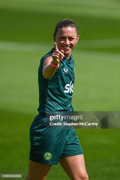 Dublin , Ireland - 5 July 2023; Katie McCabe during a Republic of Ireland women training session at Tallaght Stadium in Dublin.