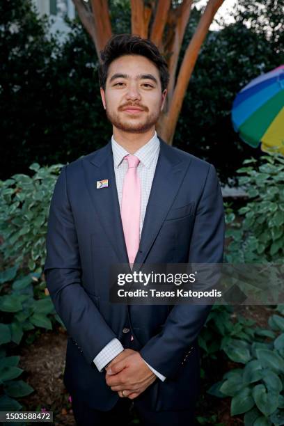 Schuyler Bailar attends a Pride Celebration hosted by the Vice President Of The United States and Mr. Emhoff in collaboration with GLAAD on June 28,...