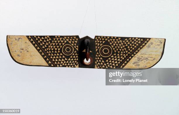 a traditional bobo horizontal butterfly mask. - bobo masks burkina faso stock pictures, royalty-free photos & images