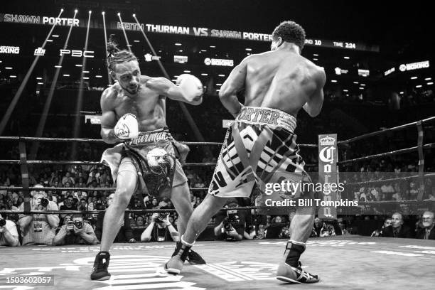 Keith Thurman defeats Shawn Porter by Unanimous Decision in their WBA Welterweight title fight at the Barclays Center on June 25, 2016 in the...