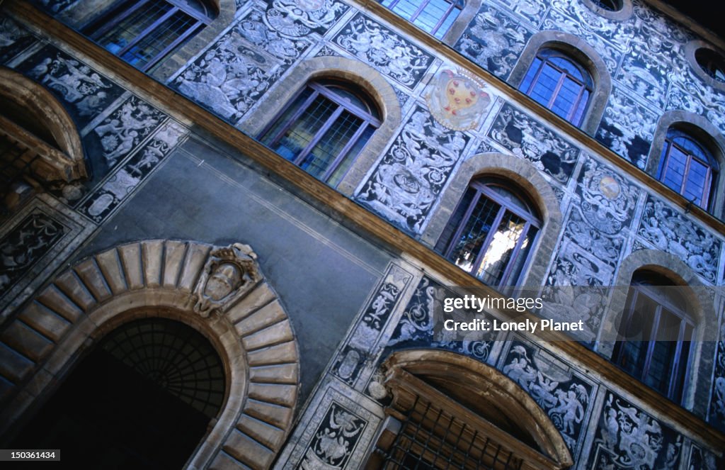 Facade detail of building.