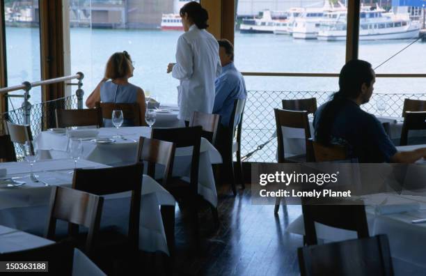 fine views and fine dining at the boathouse on blackwattle bay restaurant, glebe, sydney - waterfront dining stock pictures, royalty-free photos & images