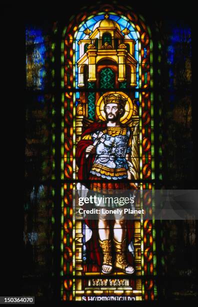 window in temple del sagrat cor, tibidabo. - sagrat cor stock-fotos und bilder