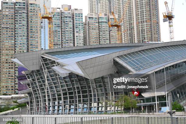 the guangzhou-shenzhen-hong kong express rail link's west kowloon 2023 - first day of service of the guangzhou shenzhen hong kong express rail link train stock pictures, royalty-free photos & images