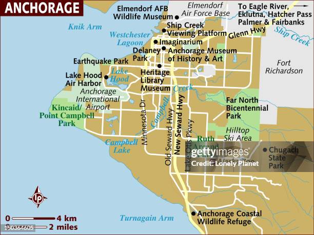 map of anchorage. - turnagain arm stock illustrations