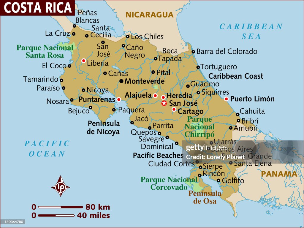 Map of Costa Rica.