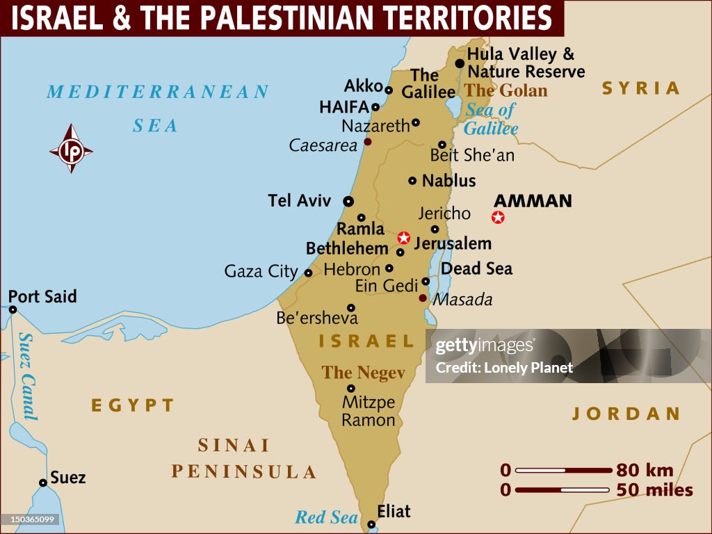 Map of Israel and the Palestinian Territories.
