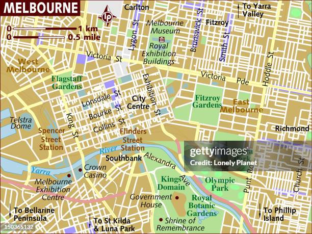 map of melbourne. - fitzroy victoria stock illustrations