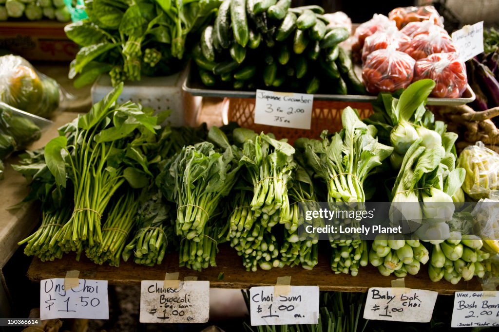 Vegetable stand, Farmer's Market, Hilo, East Coast.