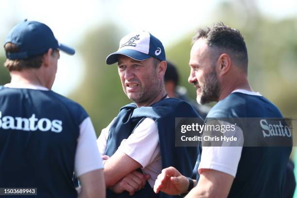 Maul Consultant Pierre-Henry Broncan during the Australian Wallabies training session at Sanctuary Cove on June 29, 2023 in Gold Coast, Australia.