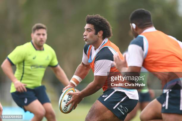 Zane Nonggorr during the Australian Wallabies training session at Sanctuary Cove on June 29, 2023 in Gold Coast, Australia.