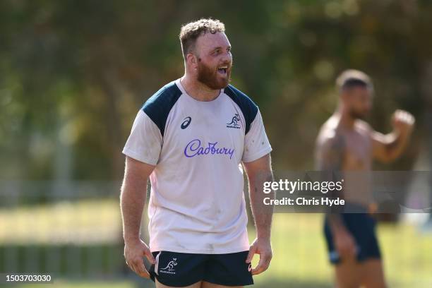 Matt Gibbon during the Australian Wallabies training session at Sanctuary Cove on June 29, 2023 in Gold Coast, Australia.