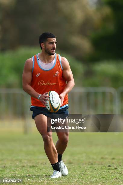 Tom Wright during the Australian Wallabies training session at Sanctuary Cove on June 29, 2023 in Gold Coast, Australia.