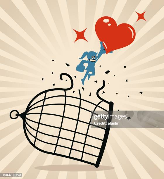 people break through the cage through love - forbidden love stock illustrations