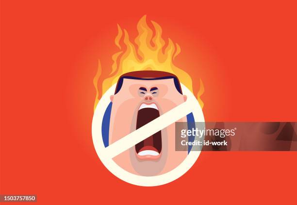 no angry man warning sign - flame emoji stock illustrations