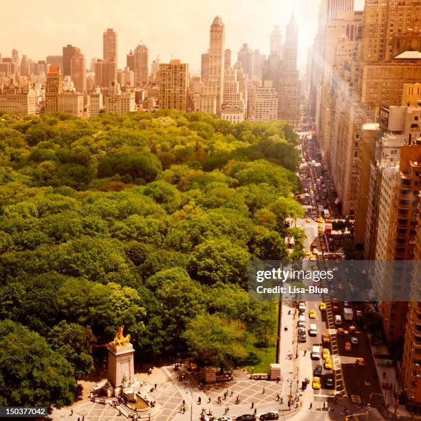 central park at sunset, nyc. - upper east side manhattan stock pictures, royalty-free photos & images