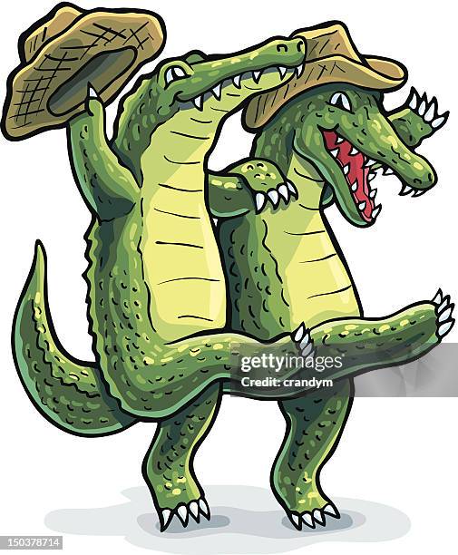 dancing gators - swamp stock illustrations