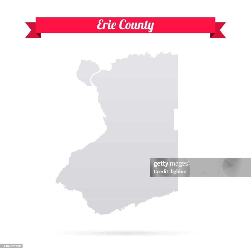 Erie County, New York. Map on white background with red banner