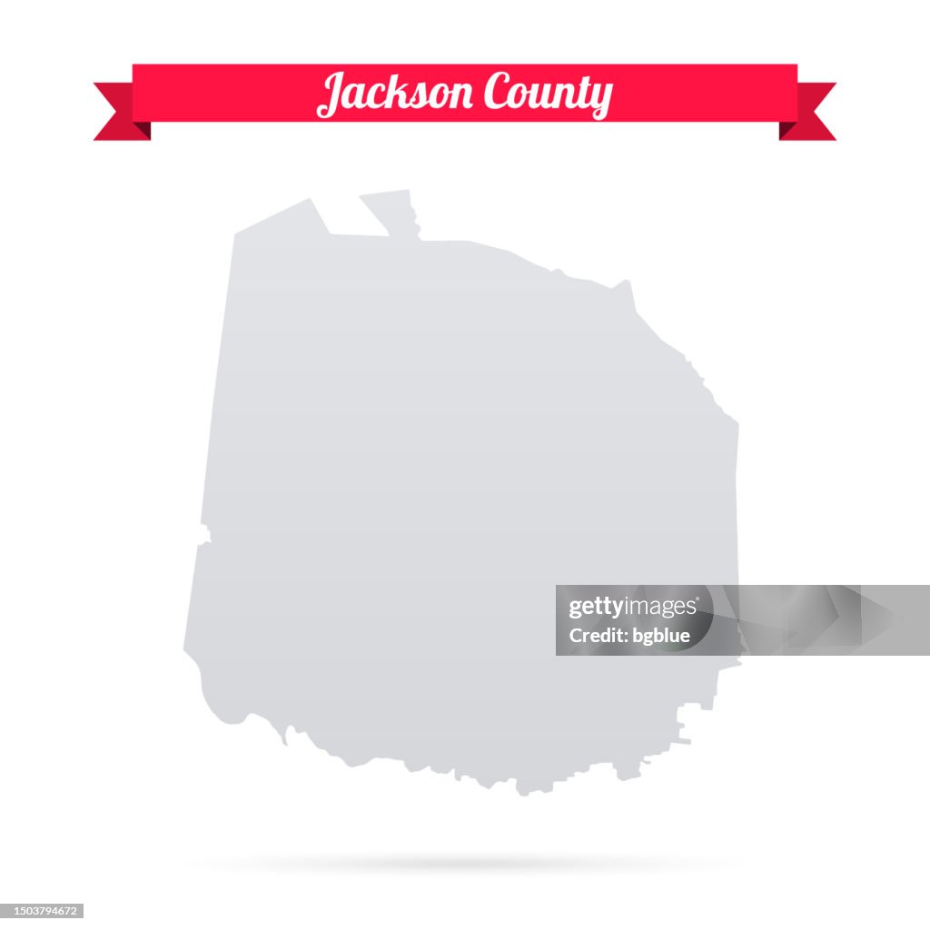 Jackson County, Tennessee. Map on white background with red banner