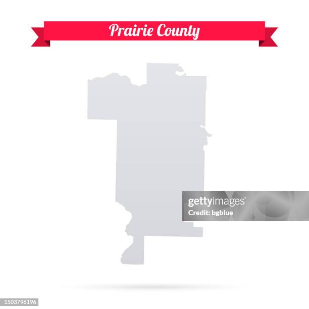 prairie county, arkansas. map on white background with red banner - prairies map stock illustrations