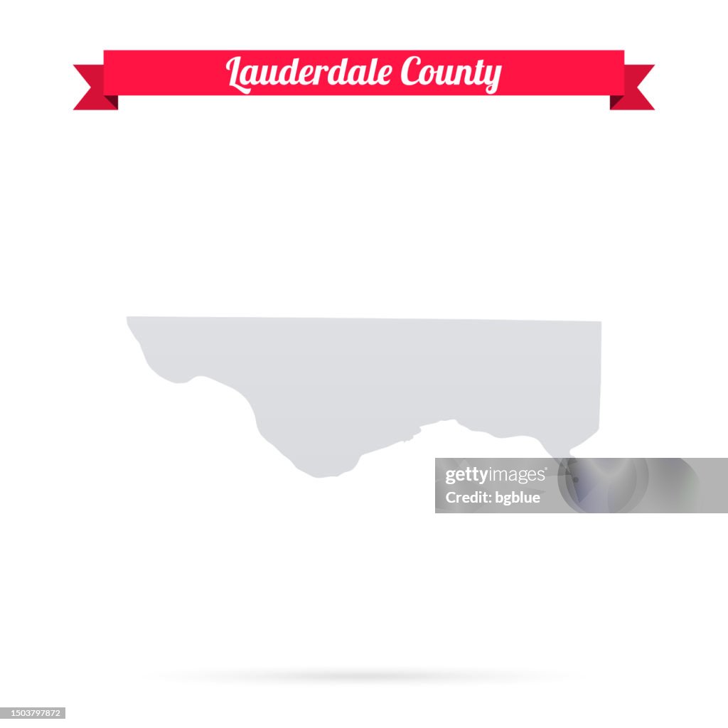 Lauderdale County, Alabama. Map on white background with red banner