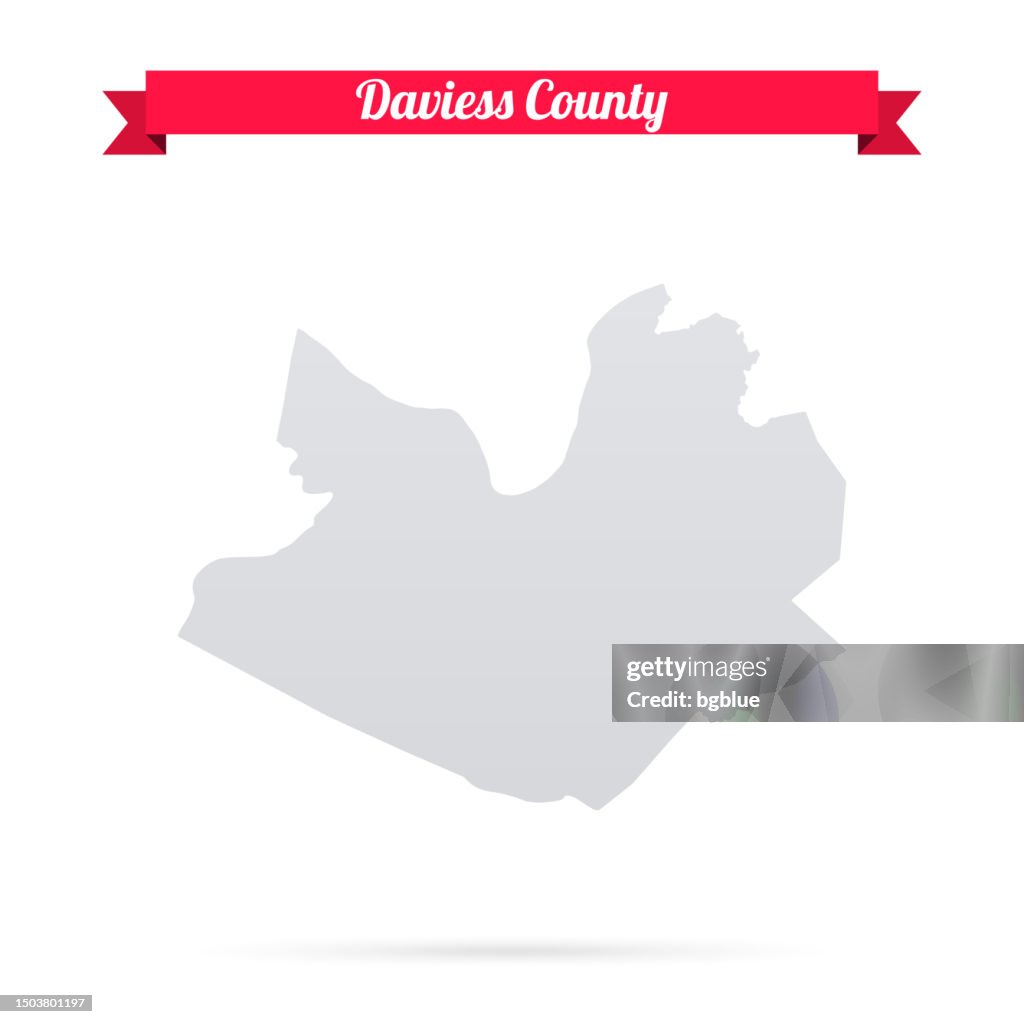 Daviess County, Kentucky. Map on white background with red banner