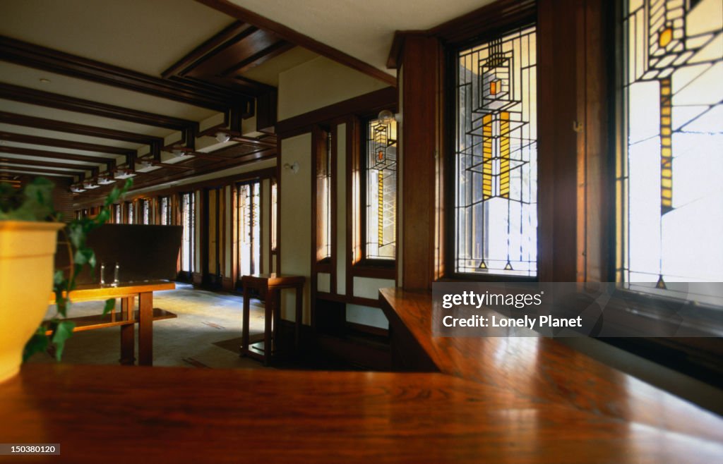 Interior of Frank Lloyd Wright's Robie House.