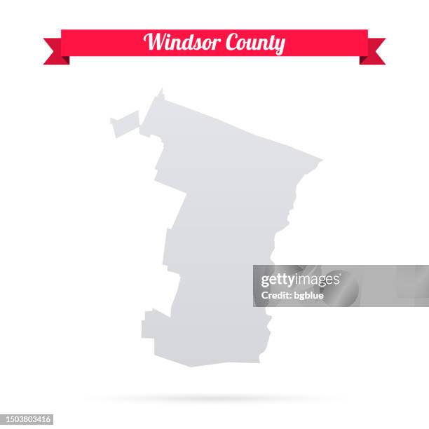 windsor county, vermont. map on white background with red banner - woodstock vermont stock illustrations