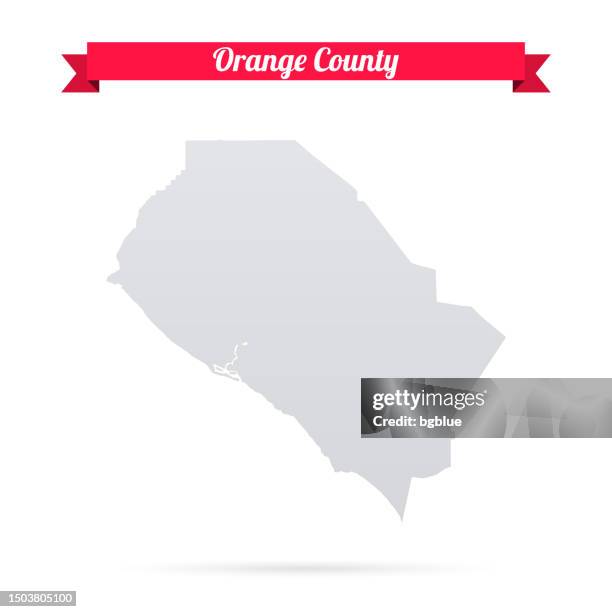orange county, california. map on white background with red banner - orange county stock illustrations